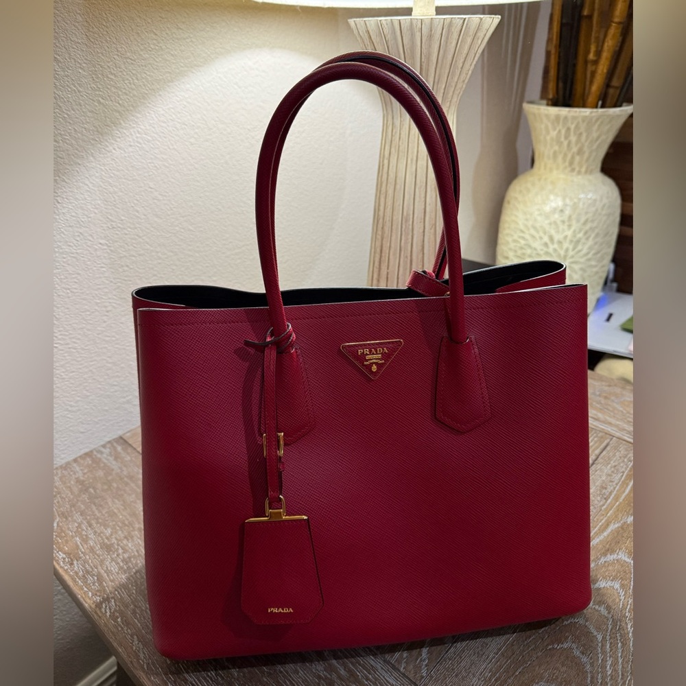 Prada Crimson red Leather tote bag!!!